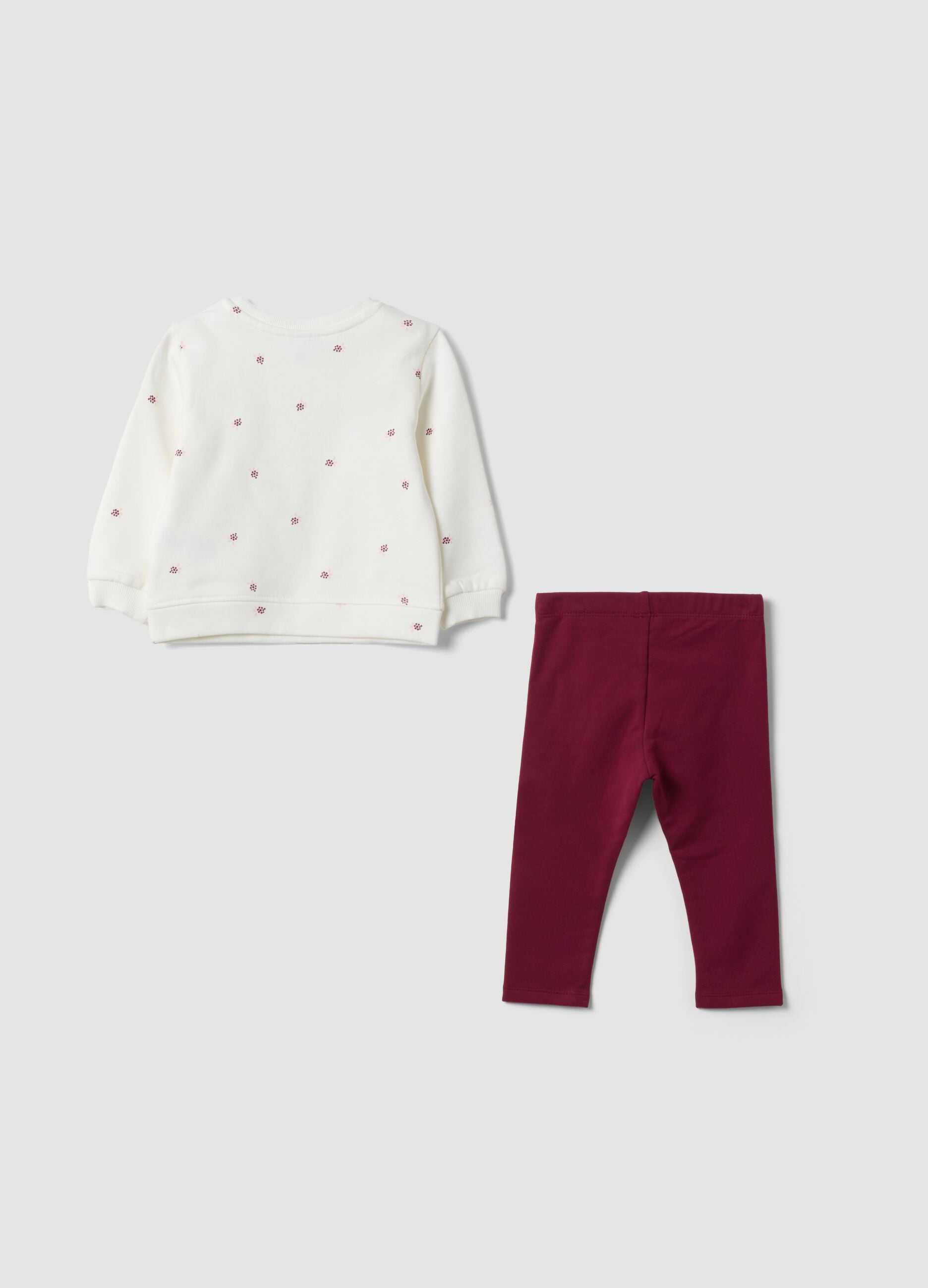 White pure cotton crew-neck set