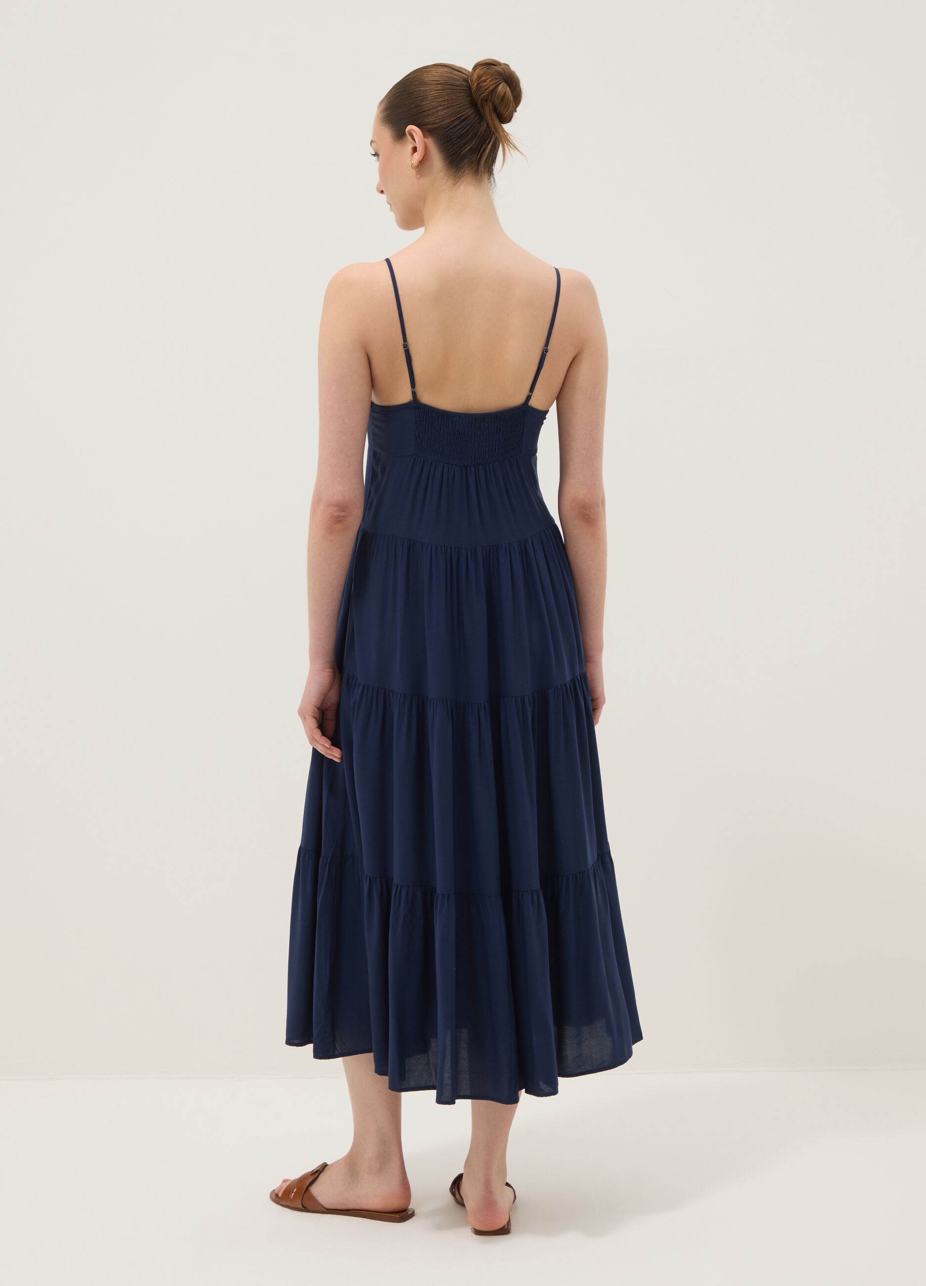 Long blue dress in pure viscose