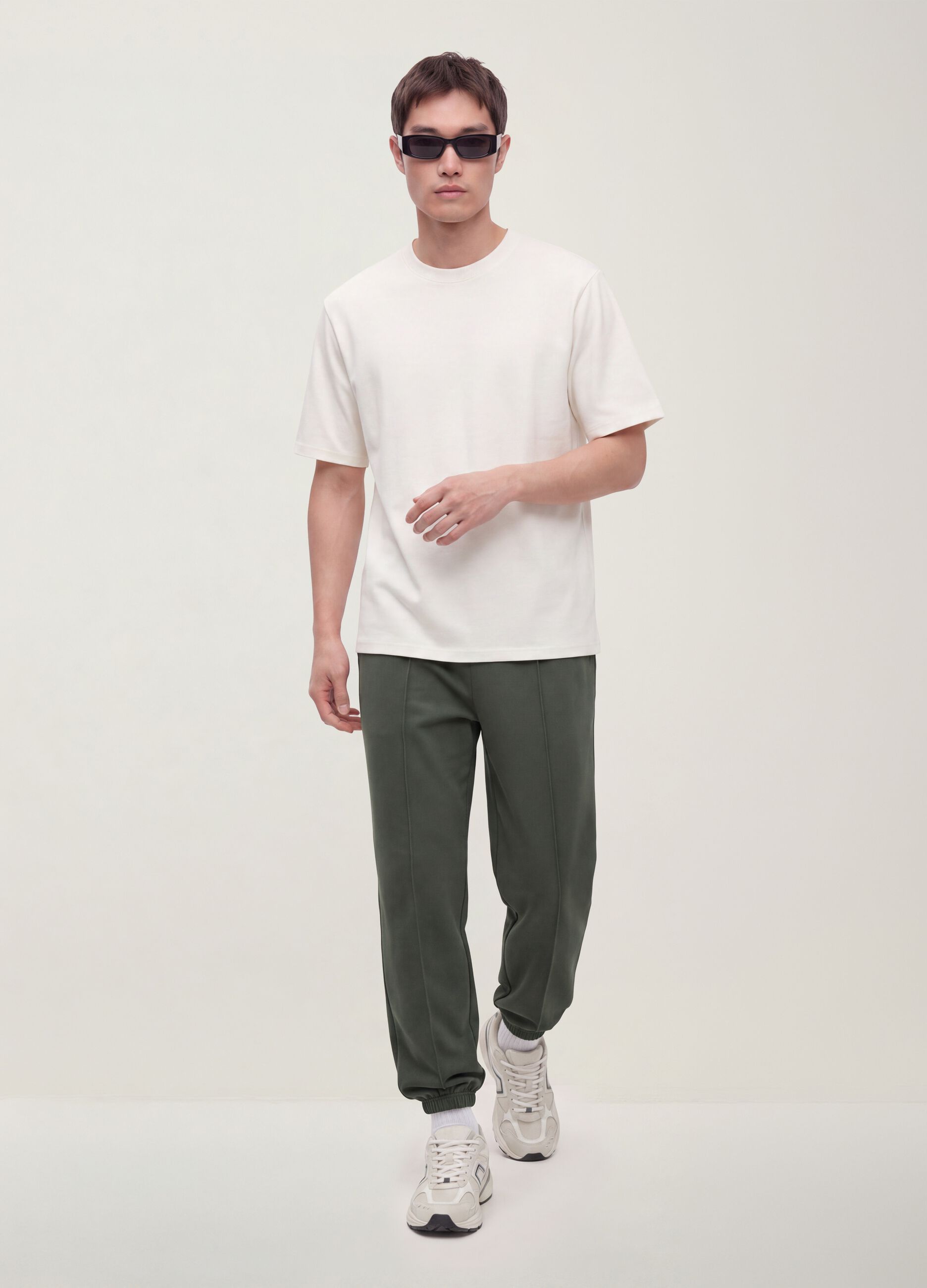 Green relaxed-fit stretch joggers