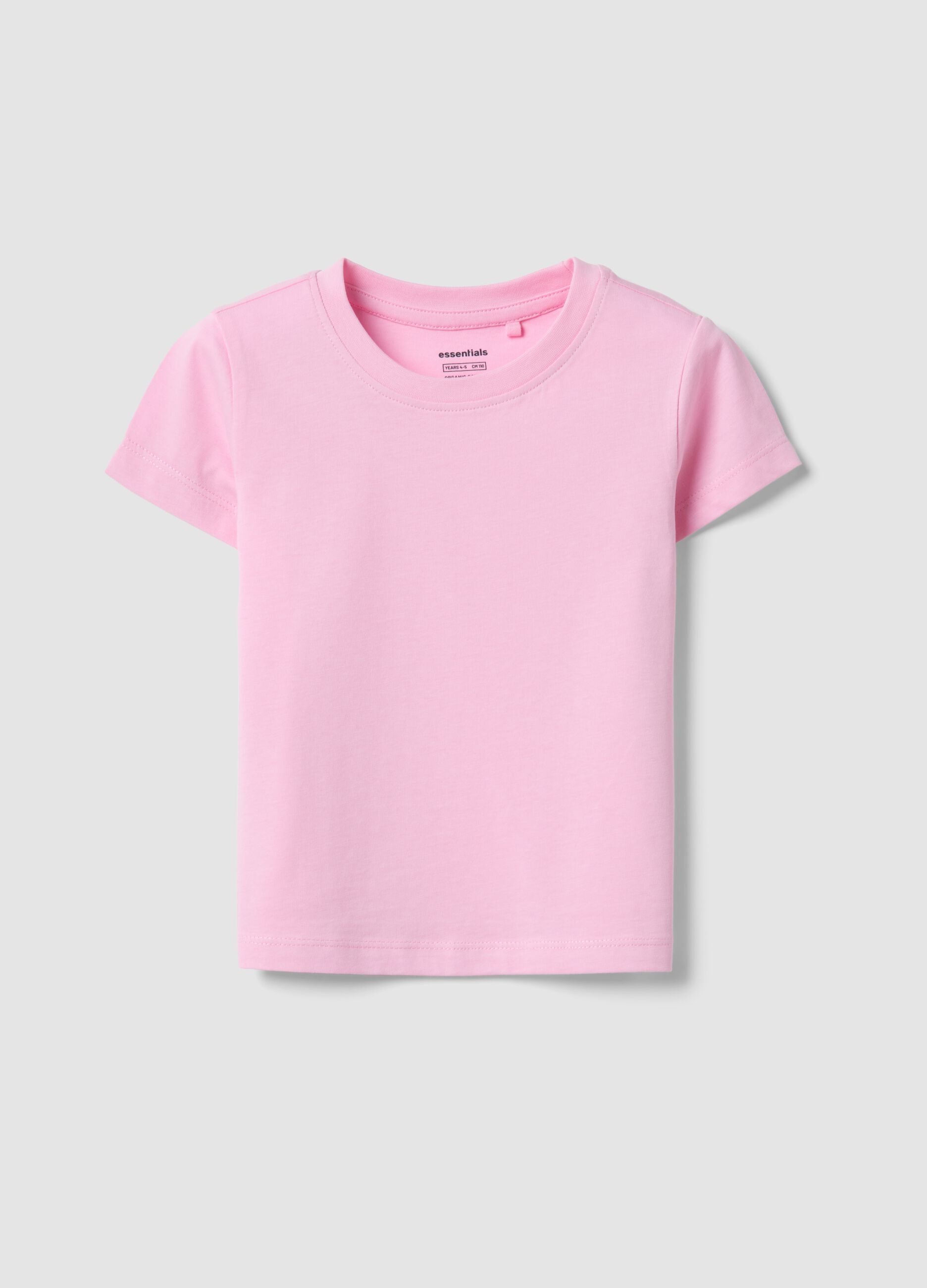 Girls&rsquo; pink pure cotton T-shirt, regular fit