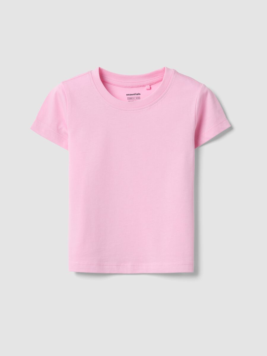 Girls&rsquo; pink pure cotton T-shirt, regular fit_0