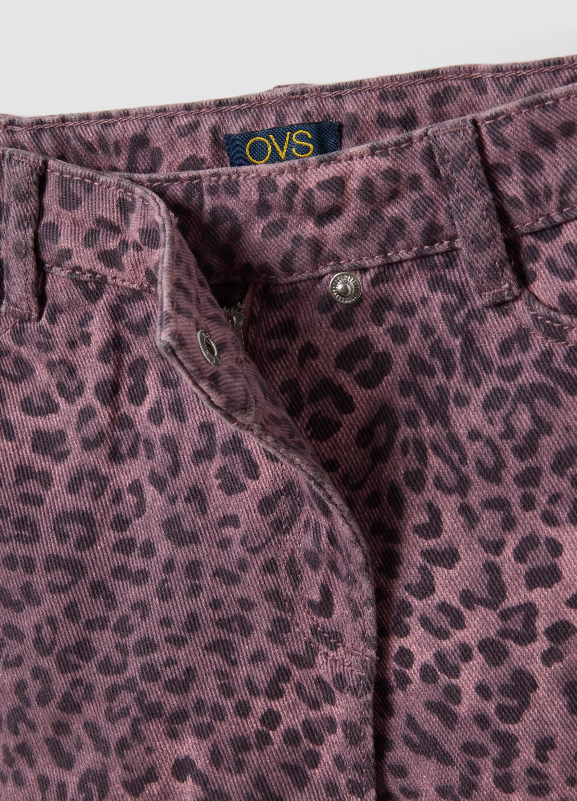 Ružičaste slim fit kratke hlače s animal printom od čistog pamuka za djevojčice