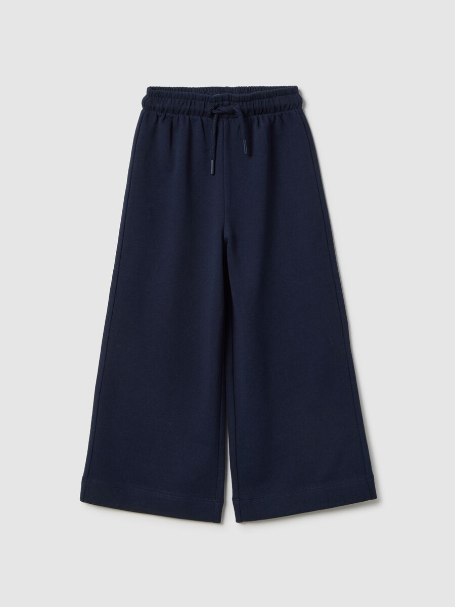 Girls' blue pure cotton wide leg trousers_0