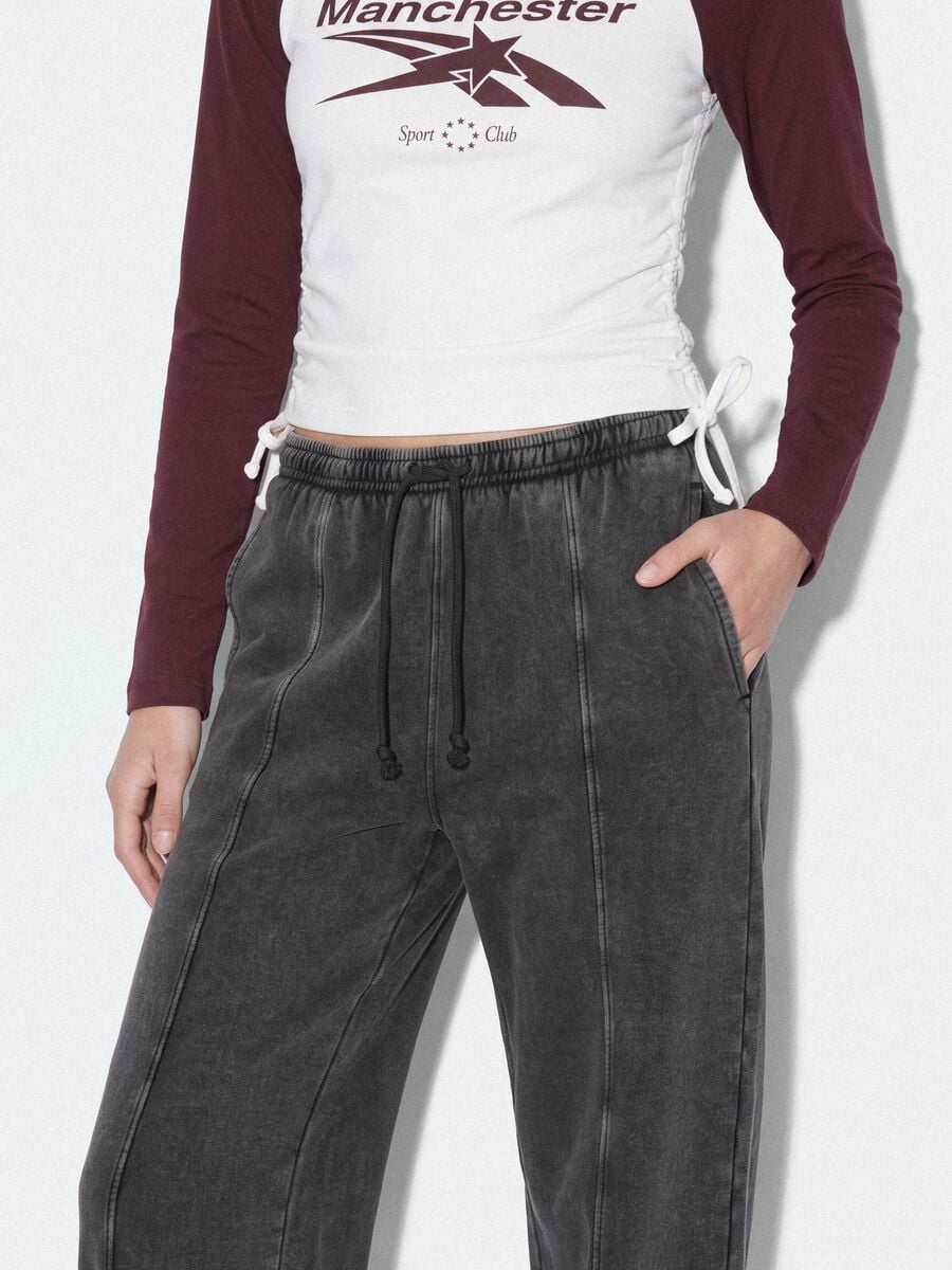 Grey cotton-blend jogger trousers with drawstring_2