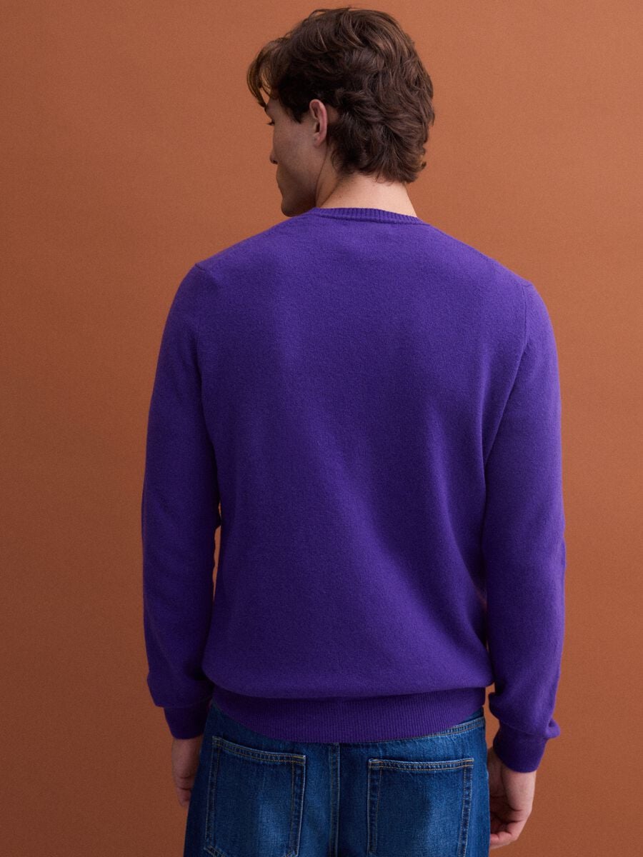 Purple pure wool crew-neck jumper, regular fit_3