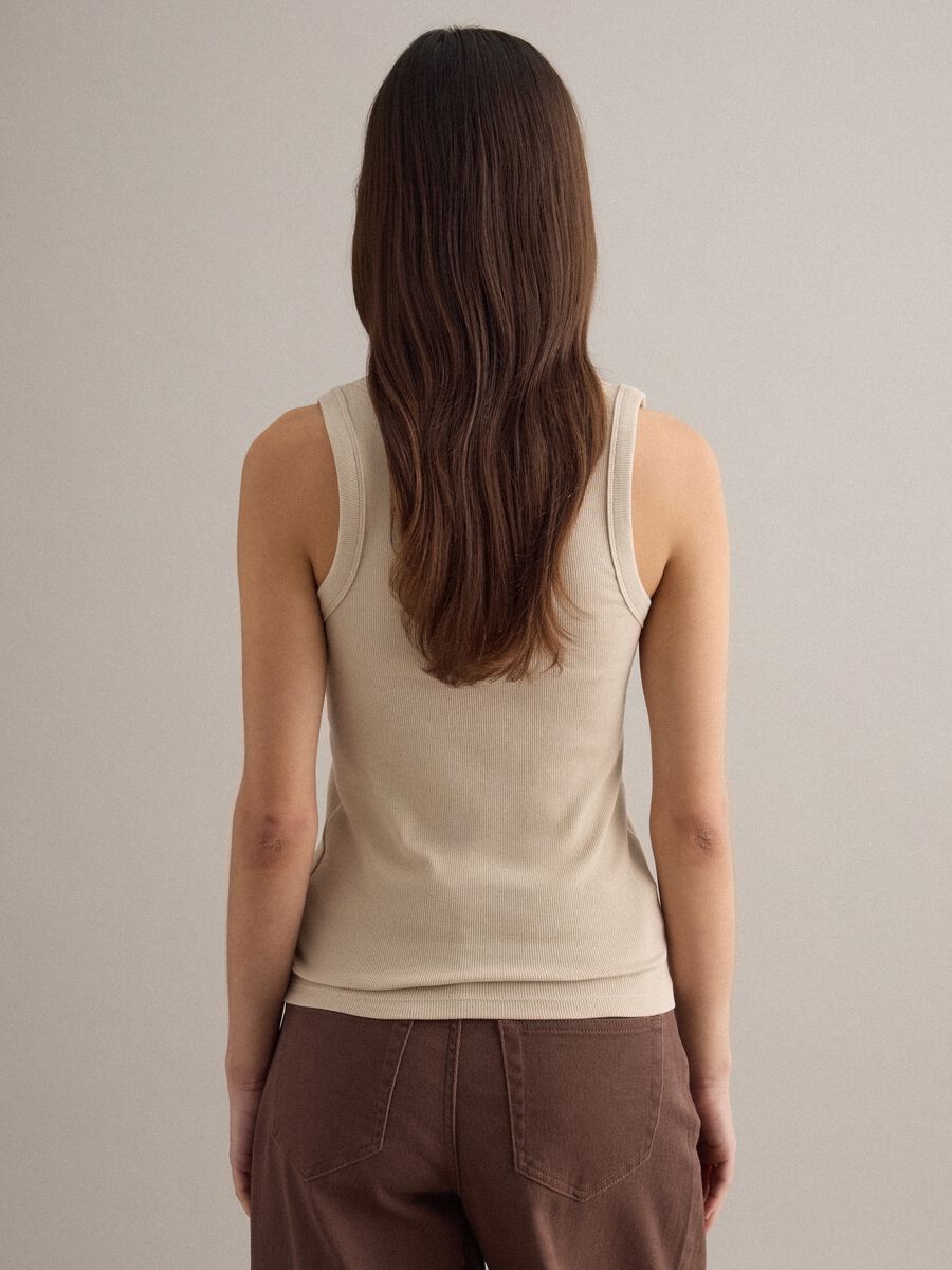 Beige stretch cotton regular-fit tank top_2