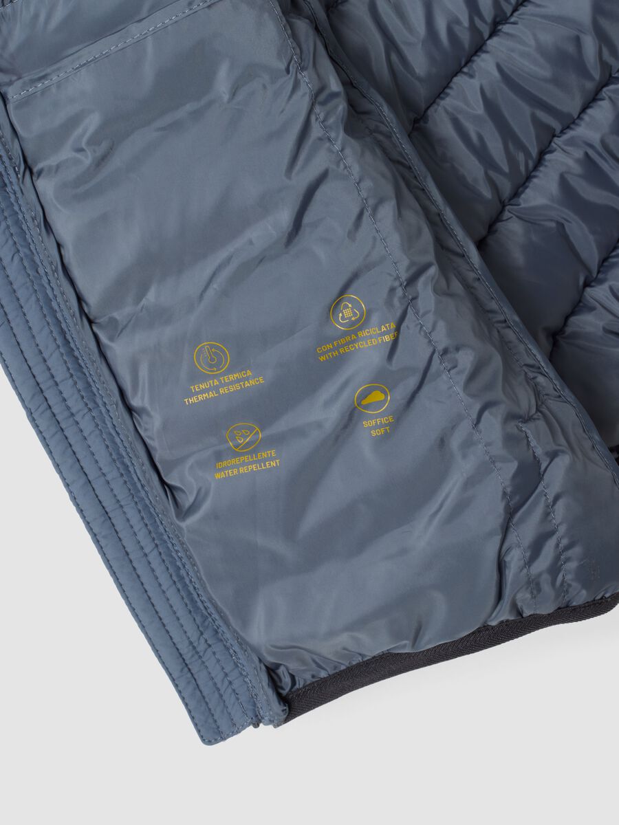 Grey Ultralight padded hooded jacket with zip for boys_3