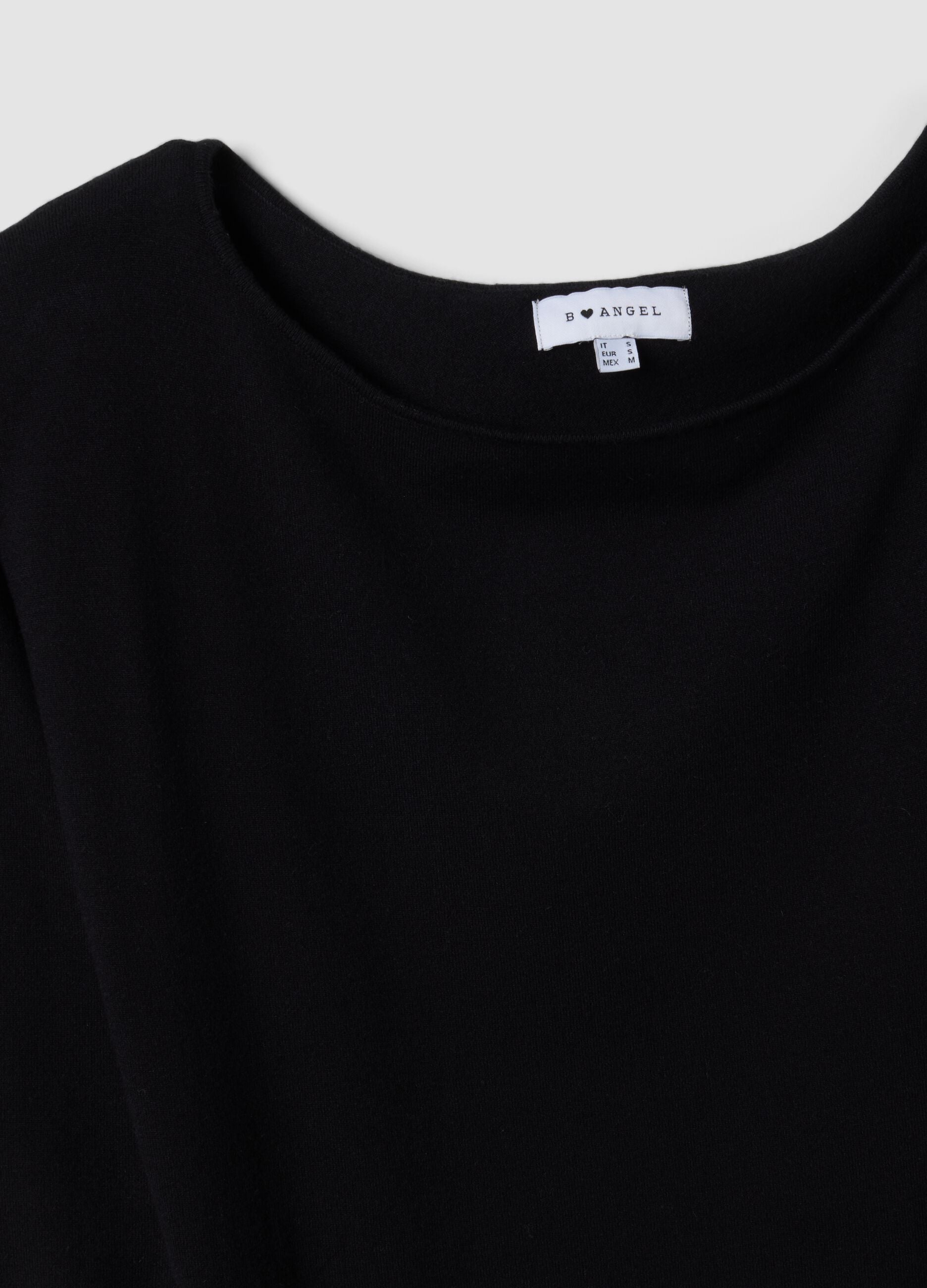 Black viscose-blend dress with boat neckline
