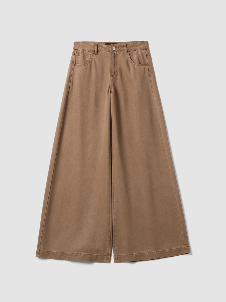 Braune Wide-Leg-Jeans aus reinem Lyocell_0