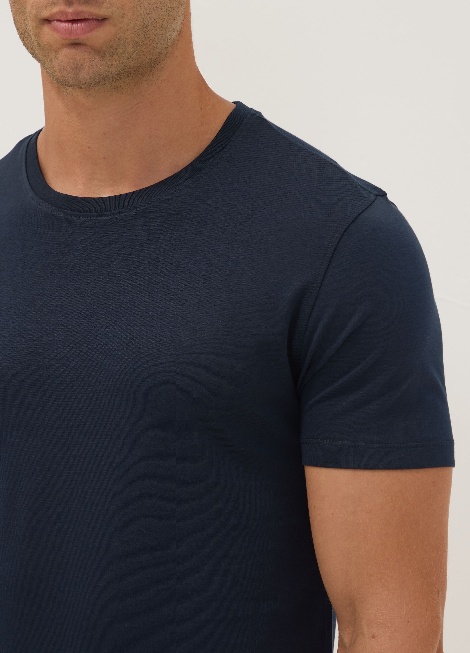 Blue regular-fit Supima cotton crew-neck T-shirt