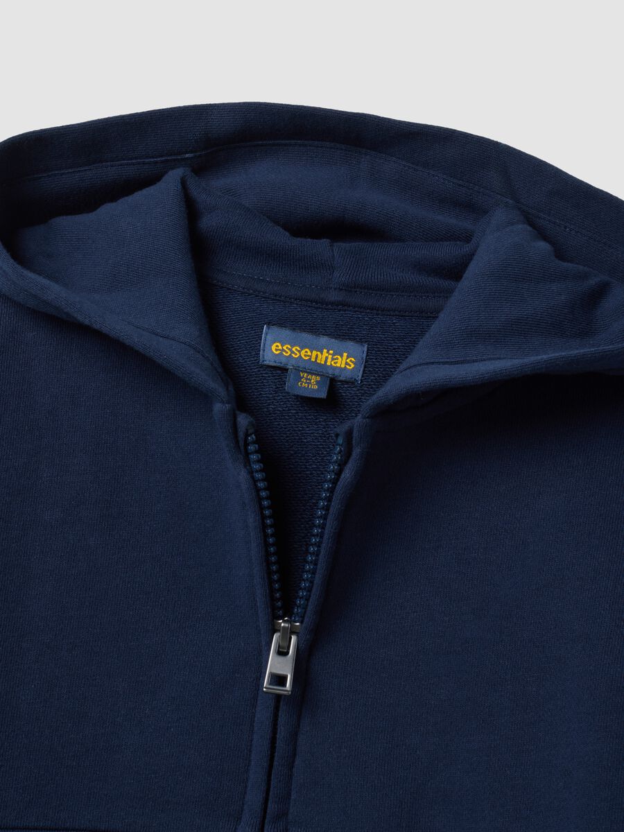 Blue hooded sweatshirt in pure organic cotton, oversized fit, for boys_3