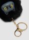 Portachiavi nero con pompon e gattino per bambina_2