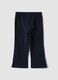 Leggings blu flare in cotone organico elasticizzato con cuore per bimba_1