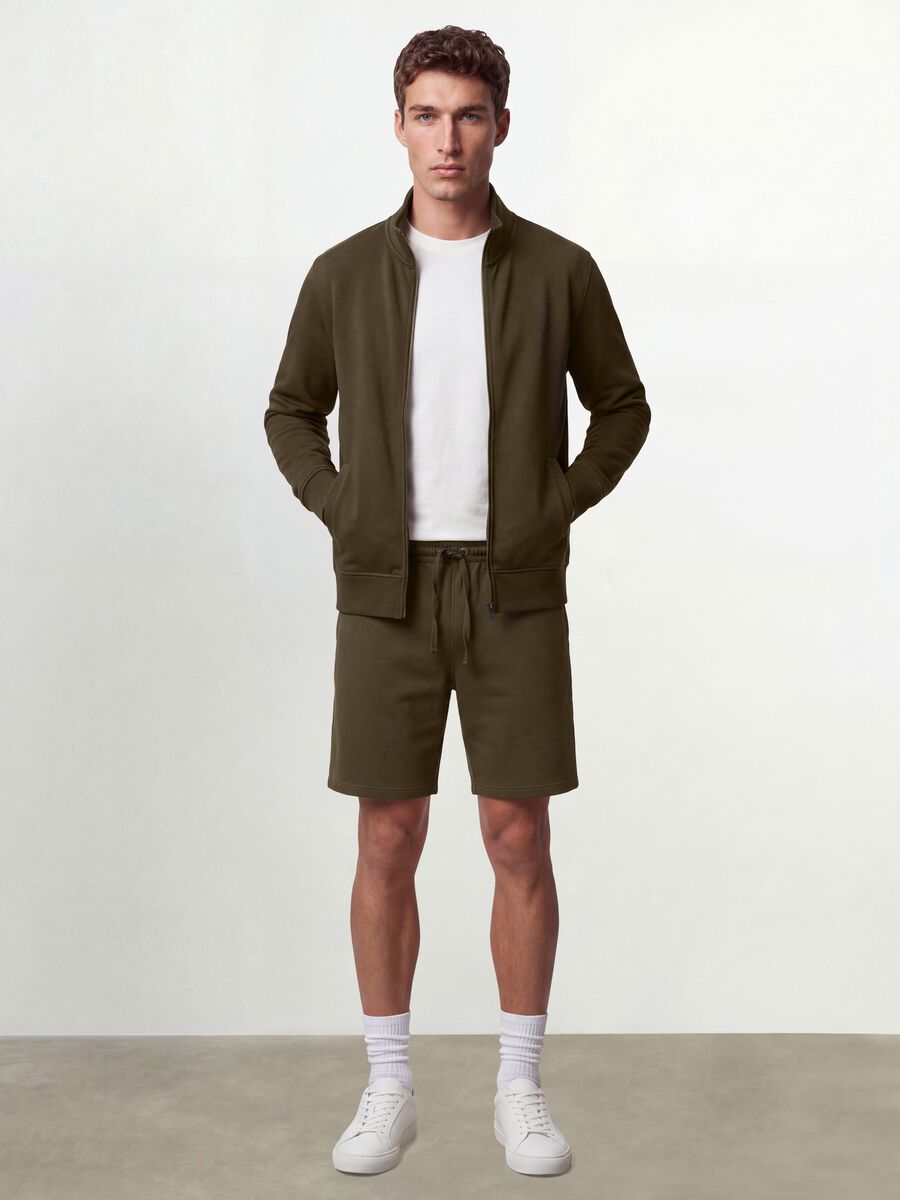 Green cotton-blend shorts with elasticated waist, regular fit_0