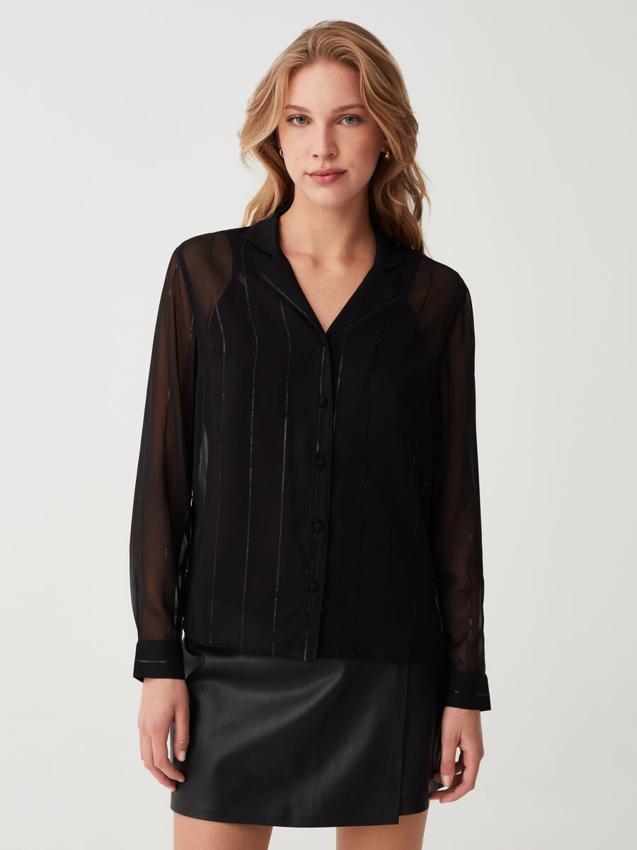Pinstripe shirt with micro sequins_0