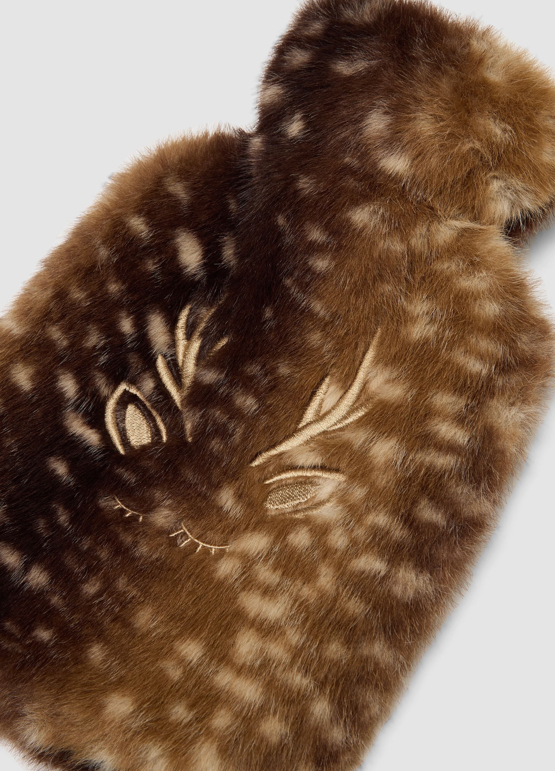 Brown hot water bottle with animal-print effect