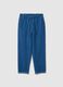 Paper bag trousers in pure blue denim cotton regular fit_4