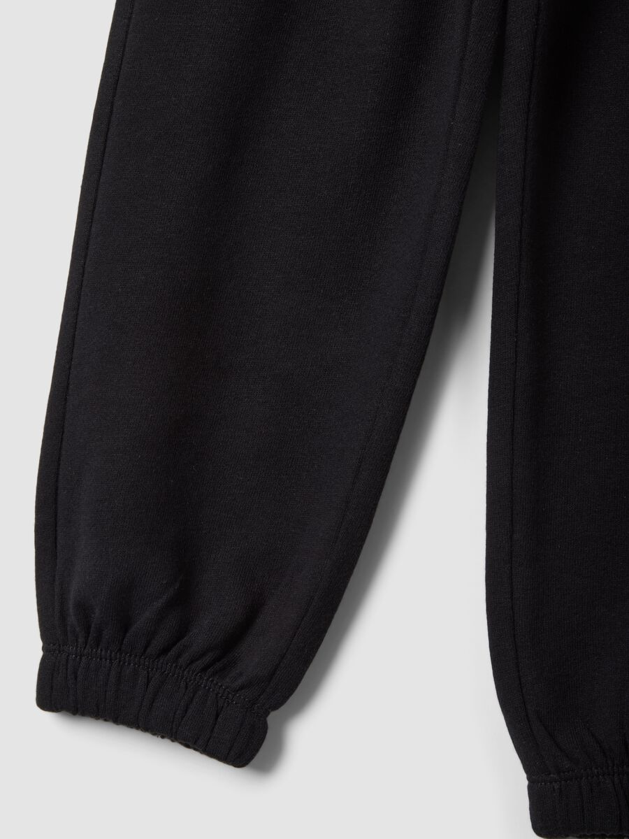 Girls&rsquo; black pure cotton joggers, regular fit_3