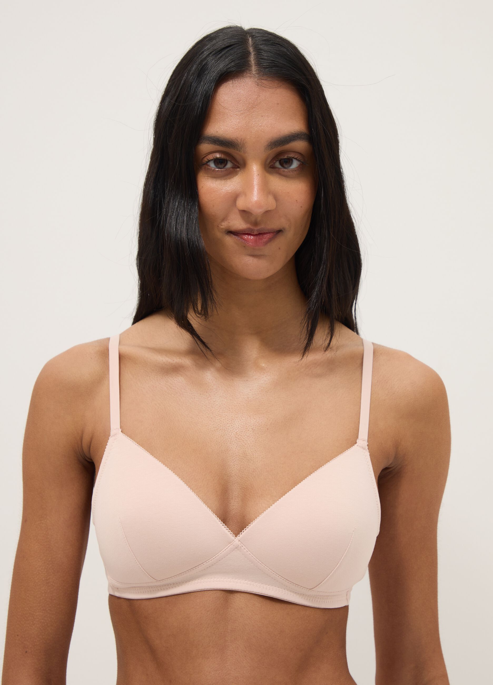 Pink Stretch Cotton Padded Bra