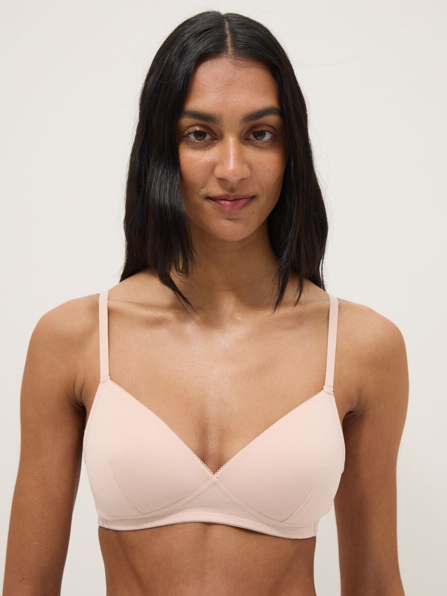 Pink Stretch Cotton Padded Bra_0