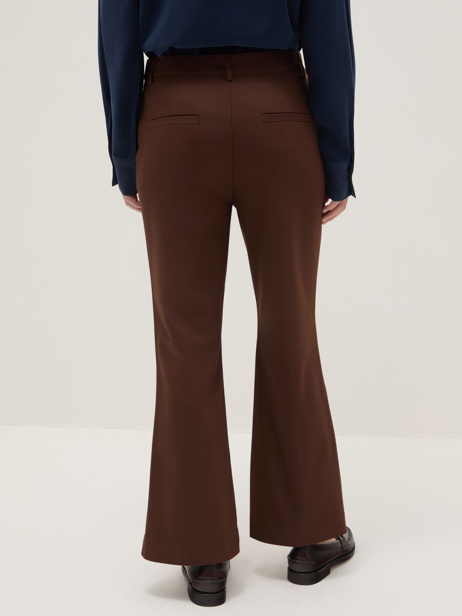 Brown stretch regular fit trousers_2