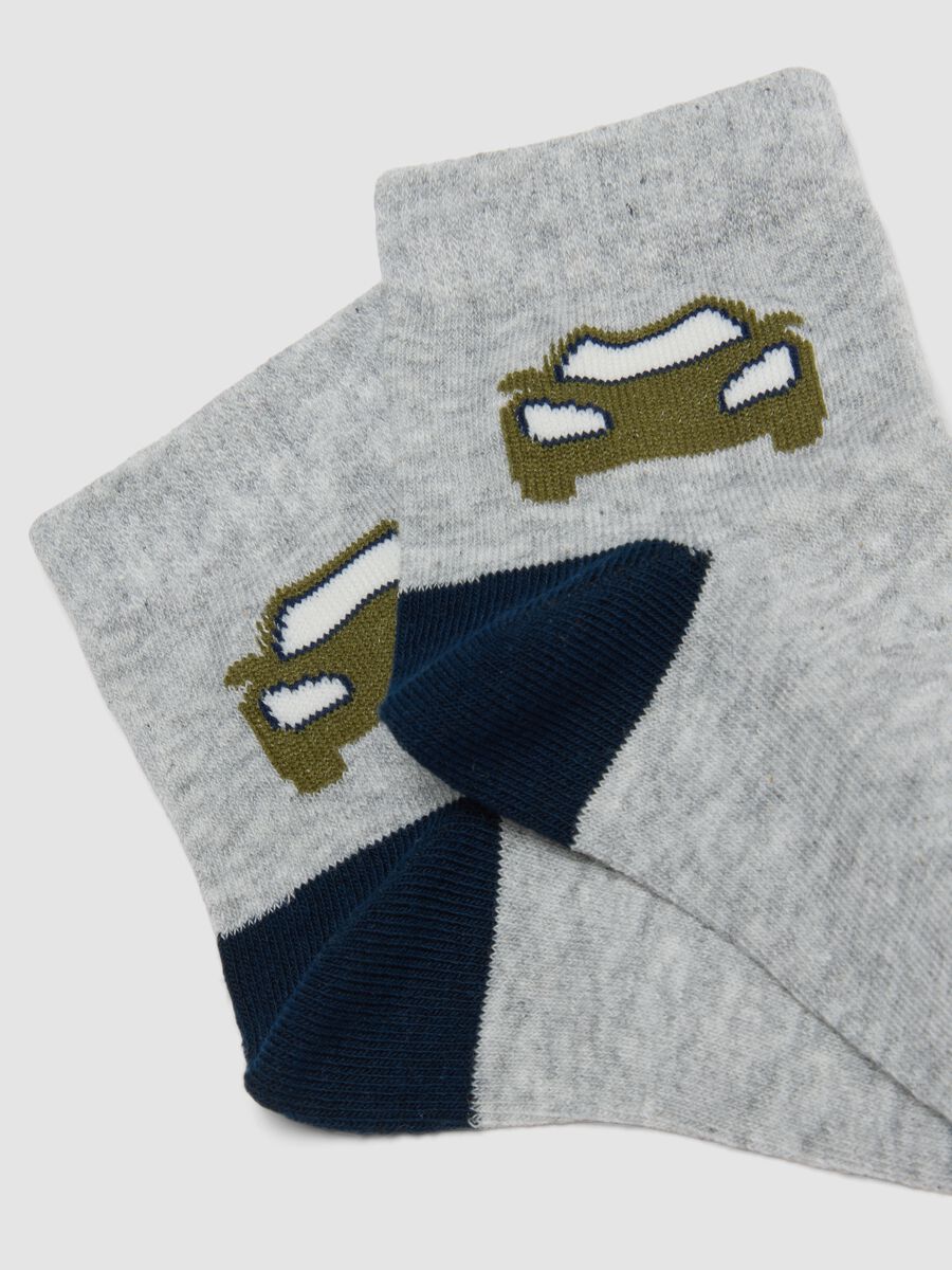 3-pack of multicolour short socks in stretch organic cotton with pattern_2