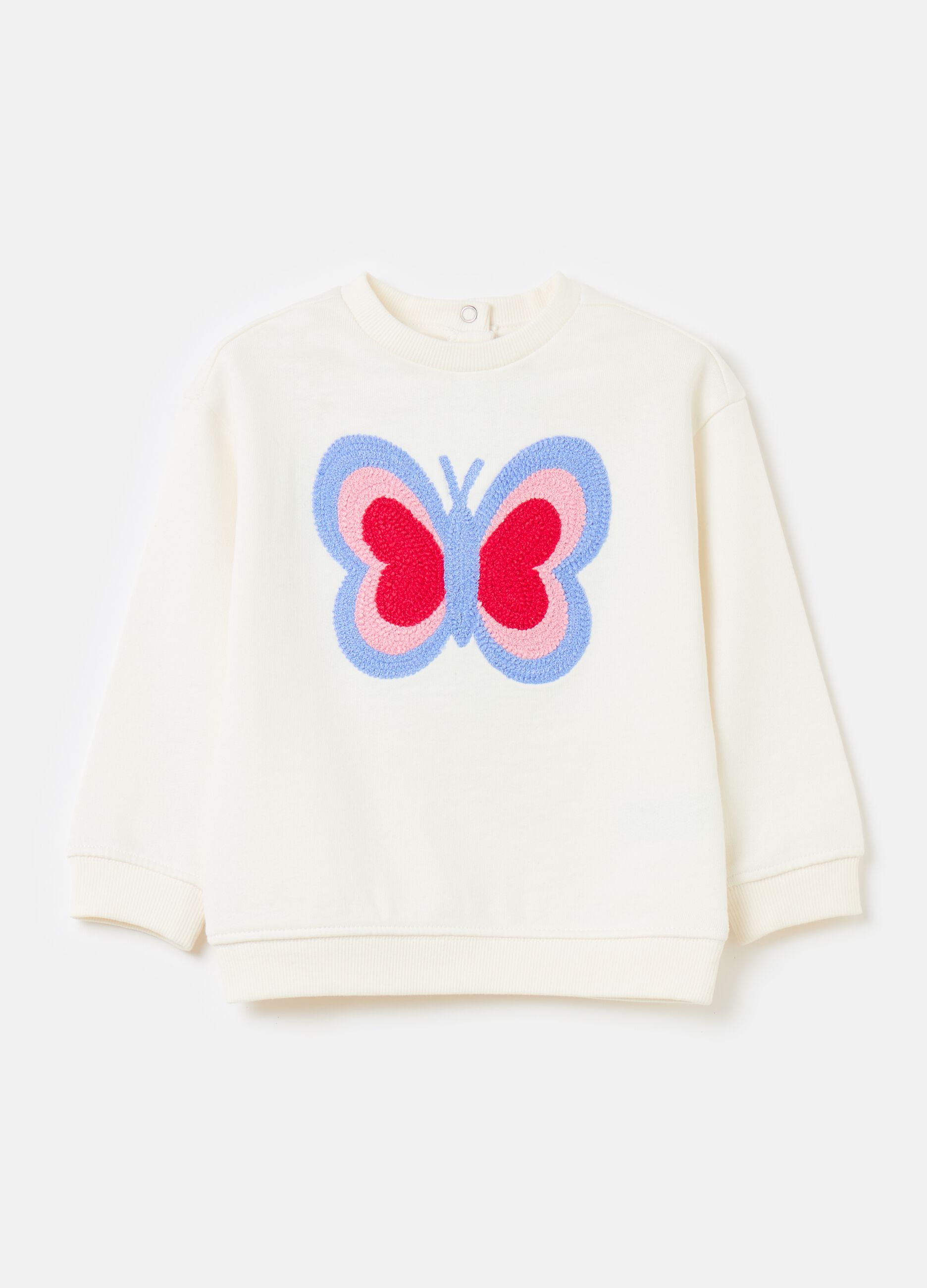 Cotton sweatshirt with butterfly embroidery