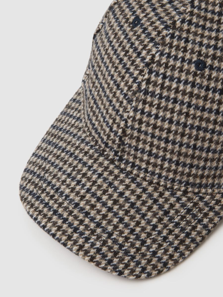 Multicolour Checked Baseball Cap_2