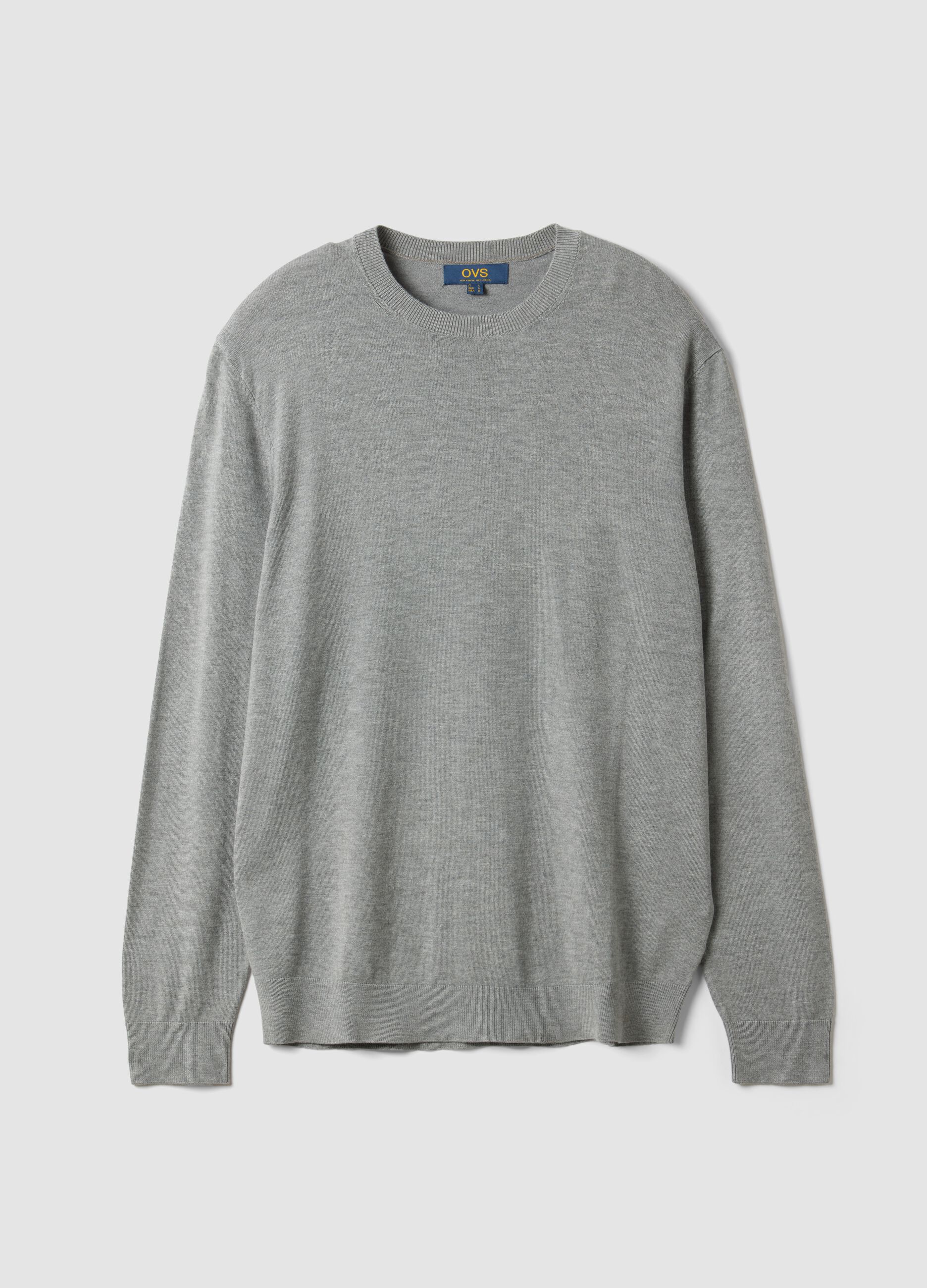 Grey crew-neck viscose-blend jumper, regular fit