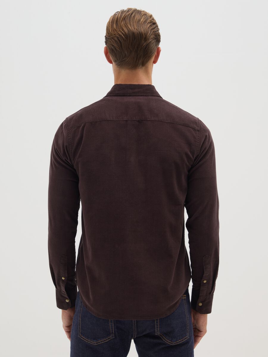 Regular fit corduroy shirt in pure brown cotton_2