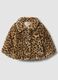 Brown padded animal print jacket with buttons for baby girl_0