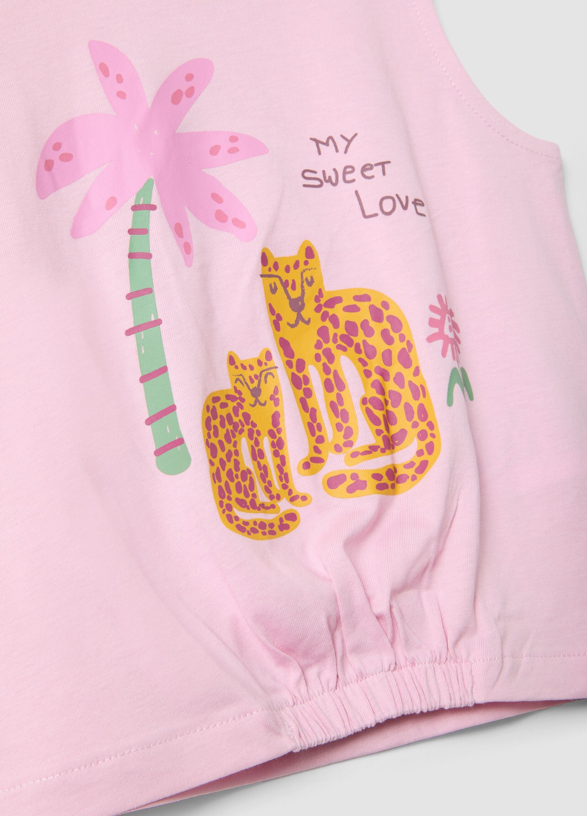 Pink pure cotton set with top and shorts