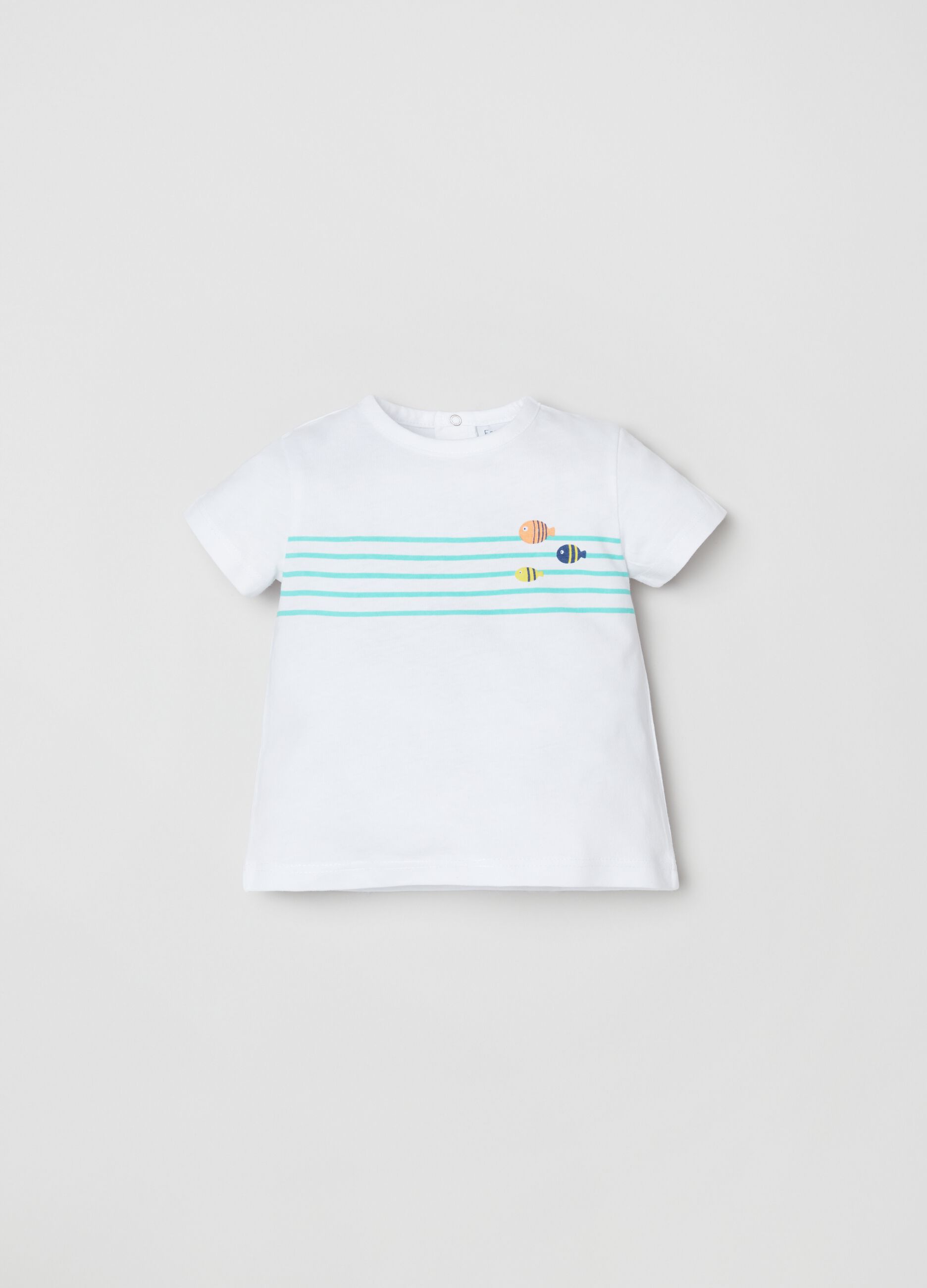 Camiseta de algodón estampado peces