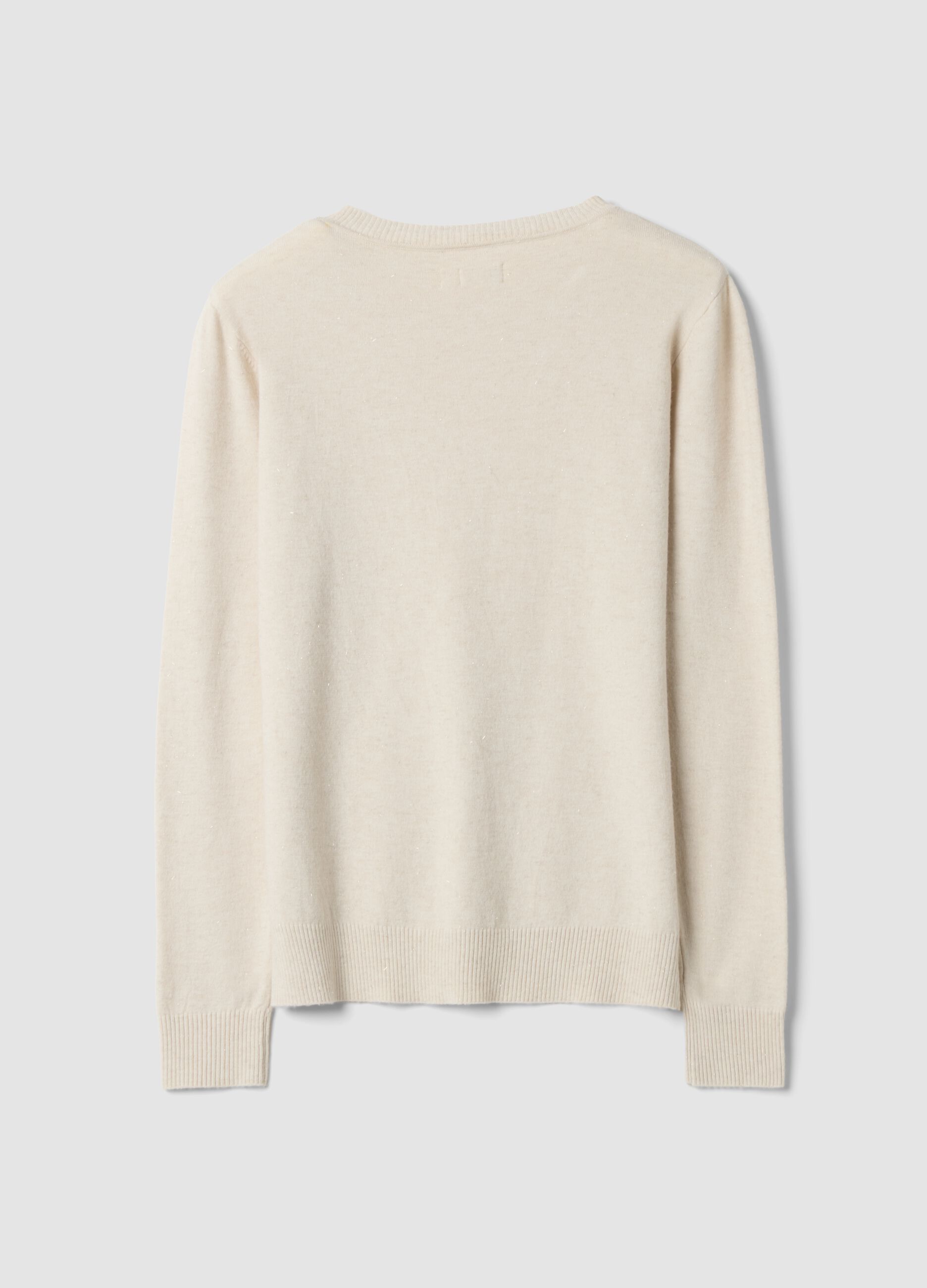 Beige viscose-blend jumper with m&eacute;lange yarns