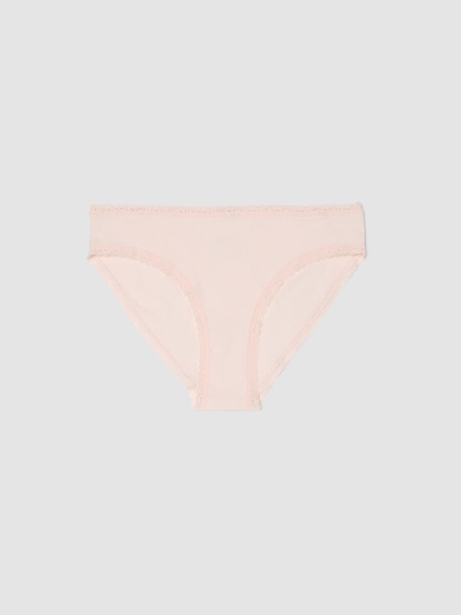 Pink stretch cotton briefs regular fit with lace details_4