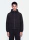 Black padded hooded jacket with zip, oversized fit_0