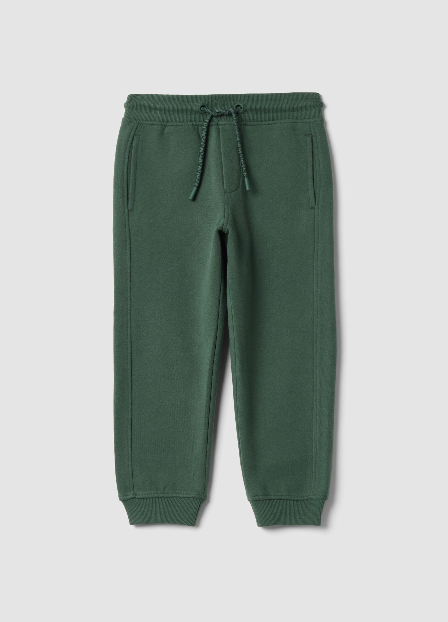 Pantaloni jogger verdi in puro cotone organico relaxed fit