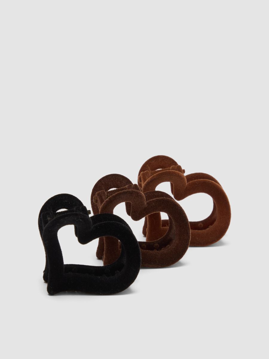 Brown and Black Heart Hair Clip Set_1