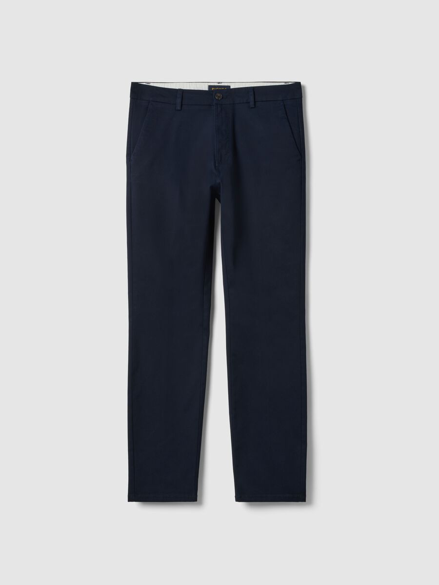 Slim fit blue stretch cotton chinos_4