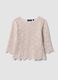 Beige pure cotton crochet T-shirt, regular fit_4