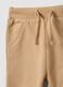 Beige organic cotton cargo trousers with drawstring for baby_2
