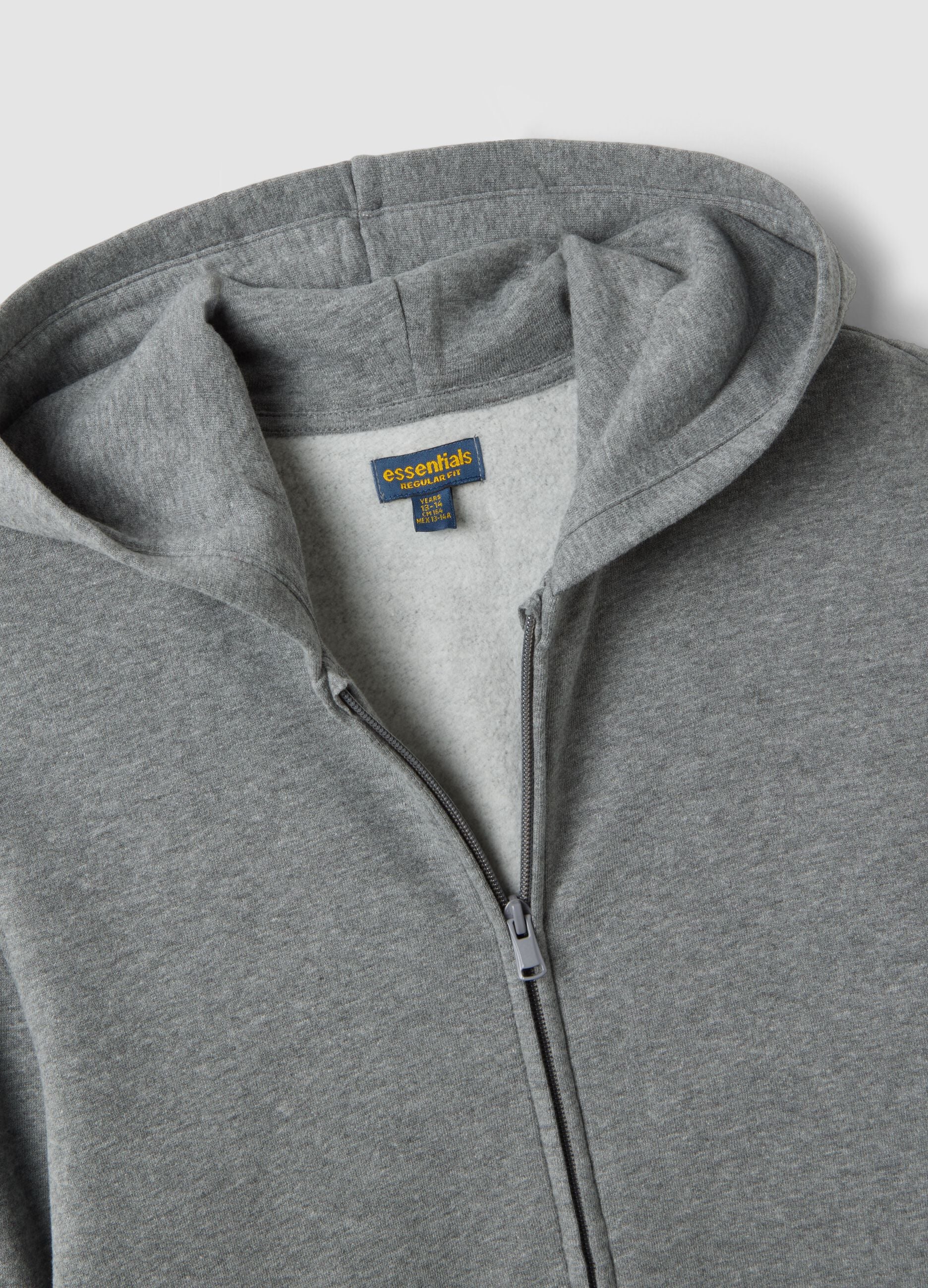 Grey hoodie in pure organic cotton, regular fit
