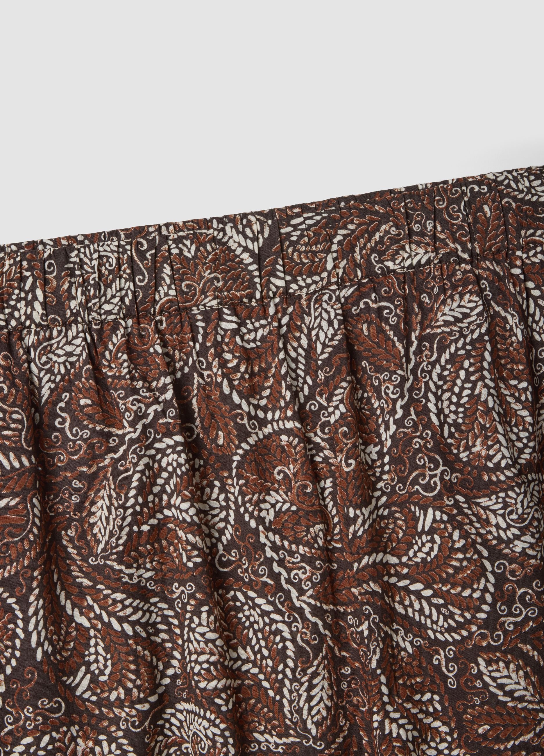 Smeđe wide leg hlače od čistog pamuka