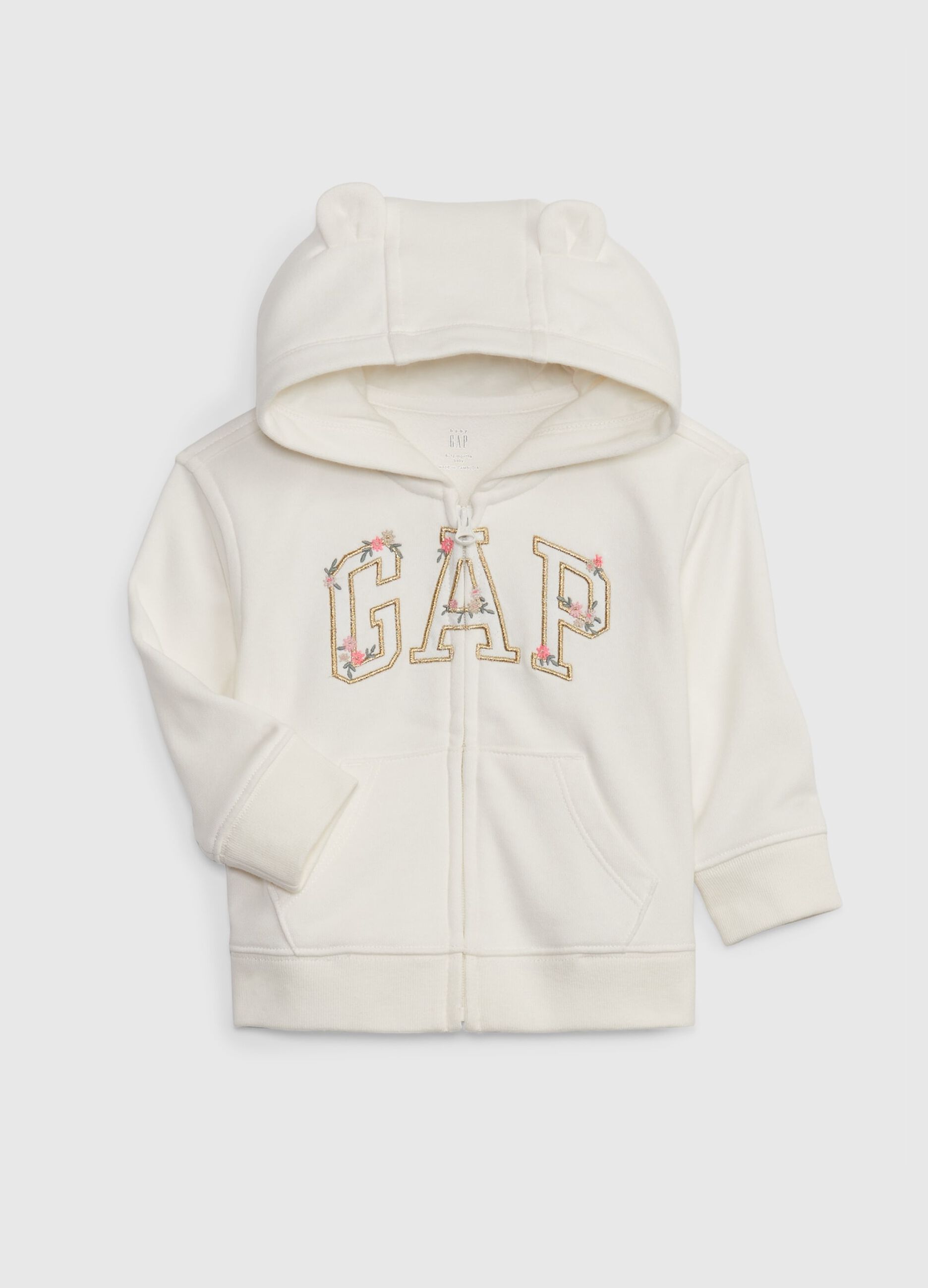 Full-zip hoodie with logo print