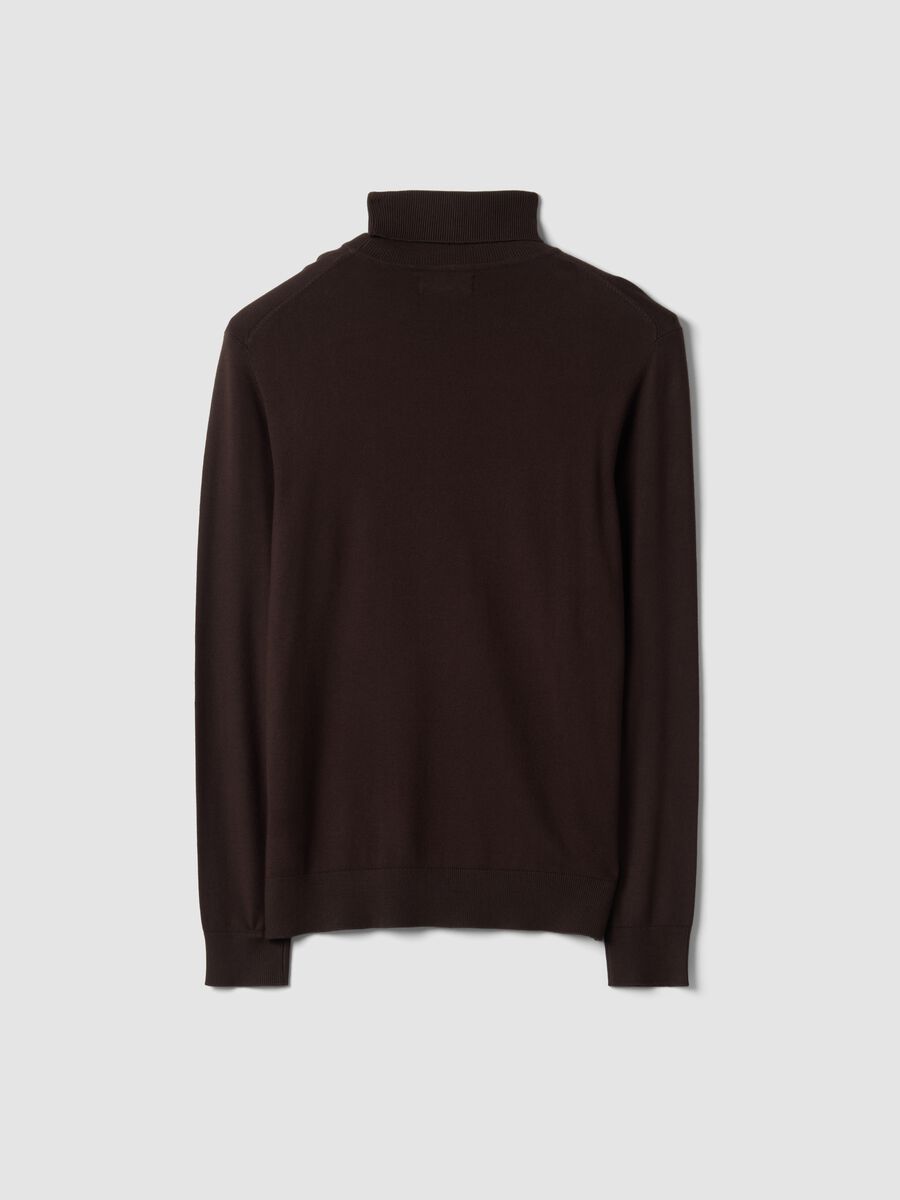 Maglia marrone in misto viscosa a dolcevita_2