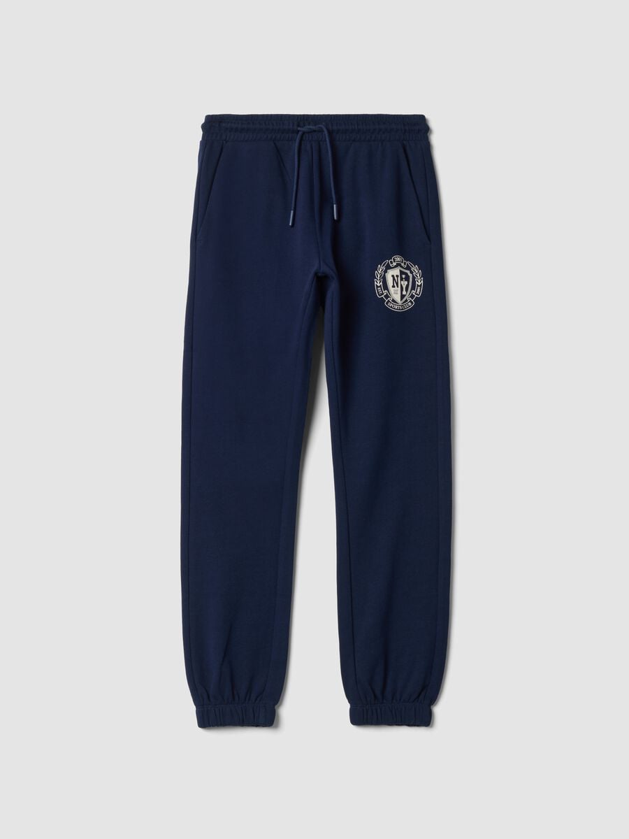 Blaue Jogger aus reiner Baumwolle mit Print_0