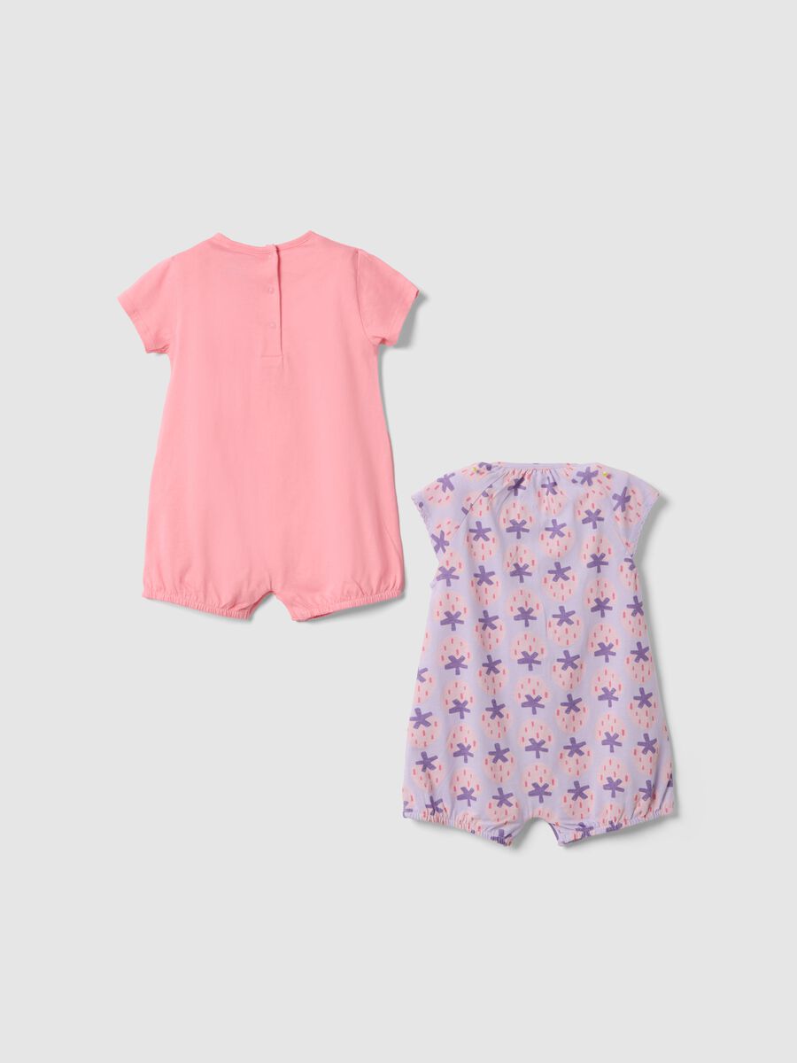 Set of two colourful cotton baby rompers with prints_1
