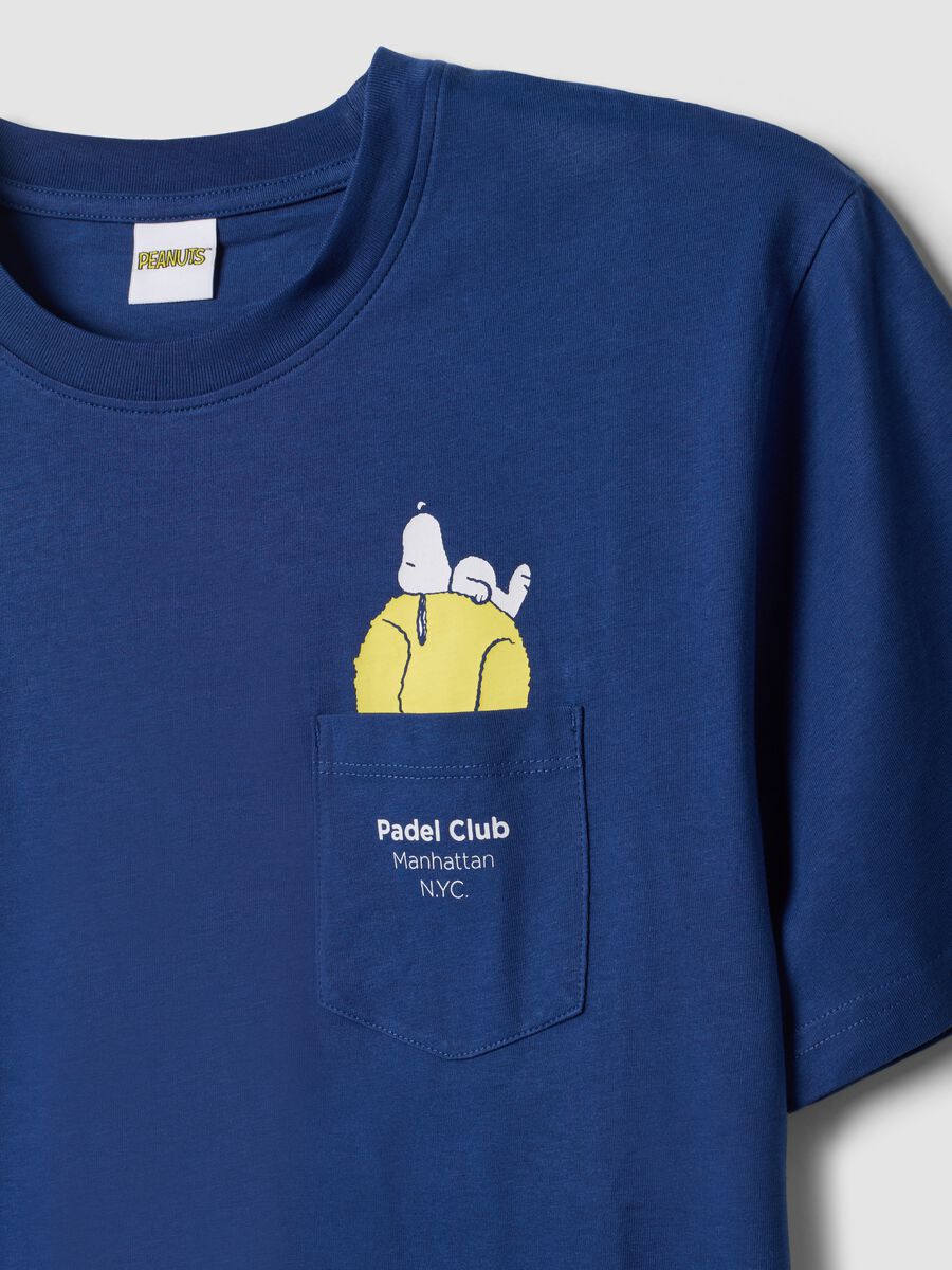 Blue pure cotton T-shirt with chest pocket_1
