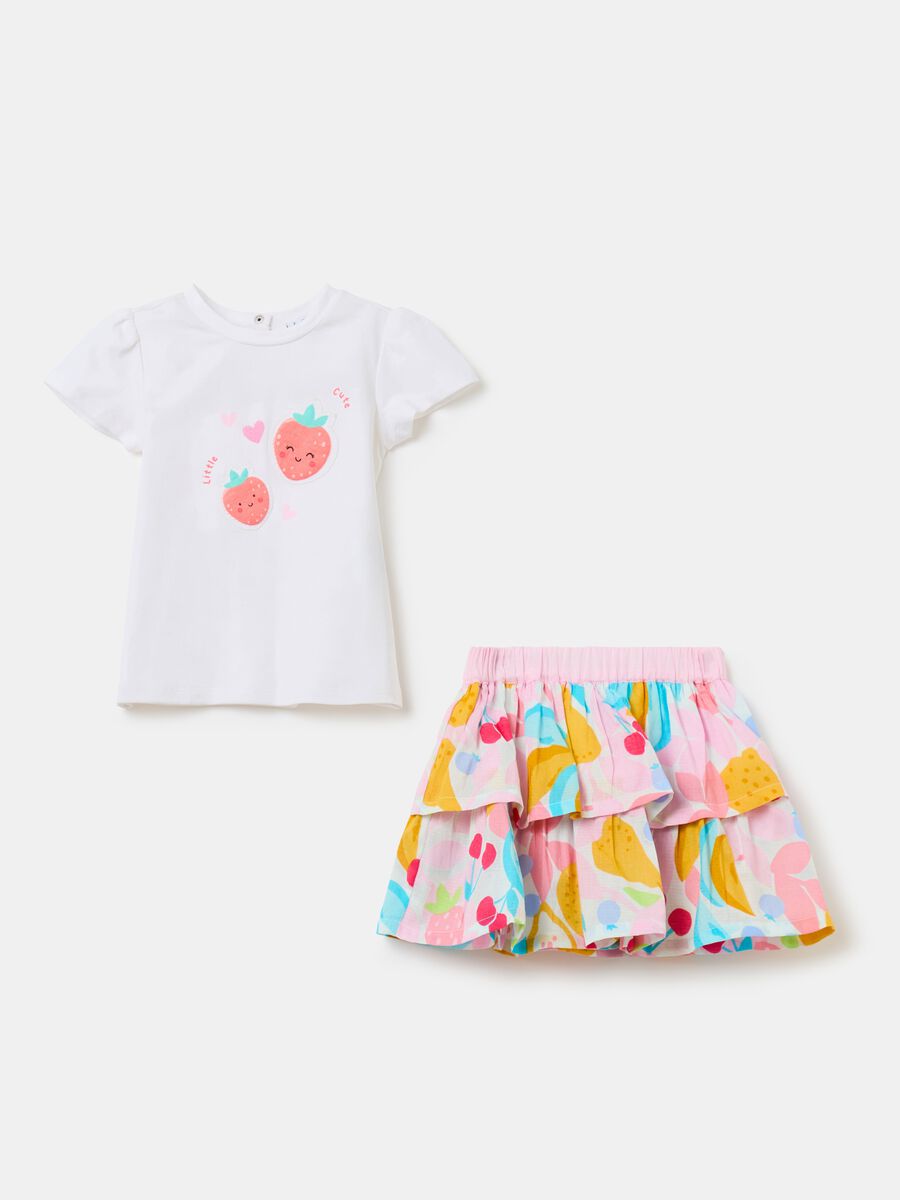 T-shirt and skirt set with fruit print_0