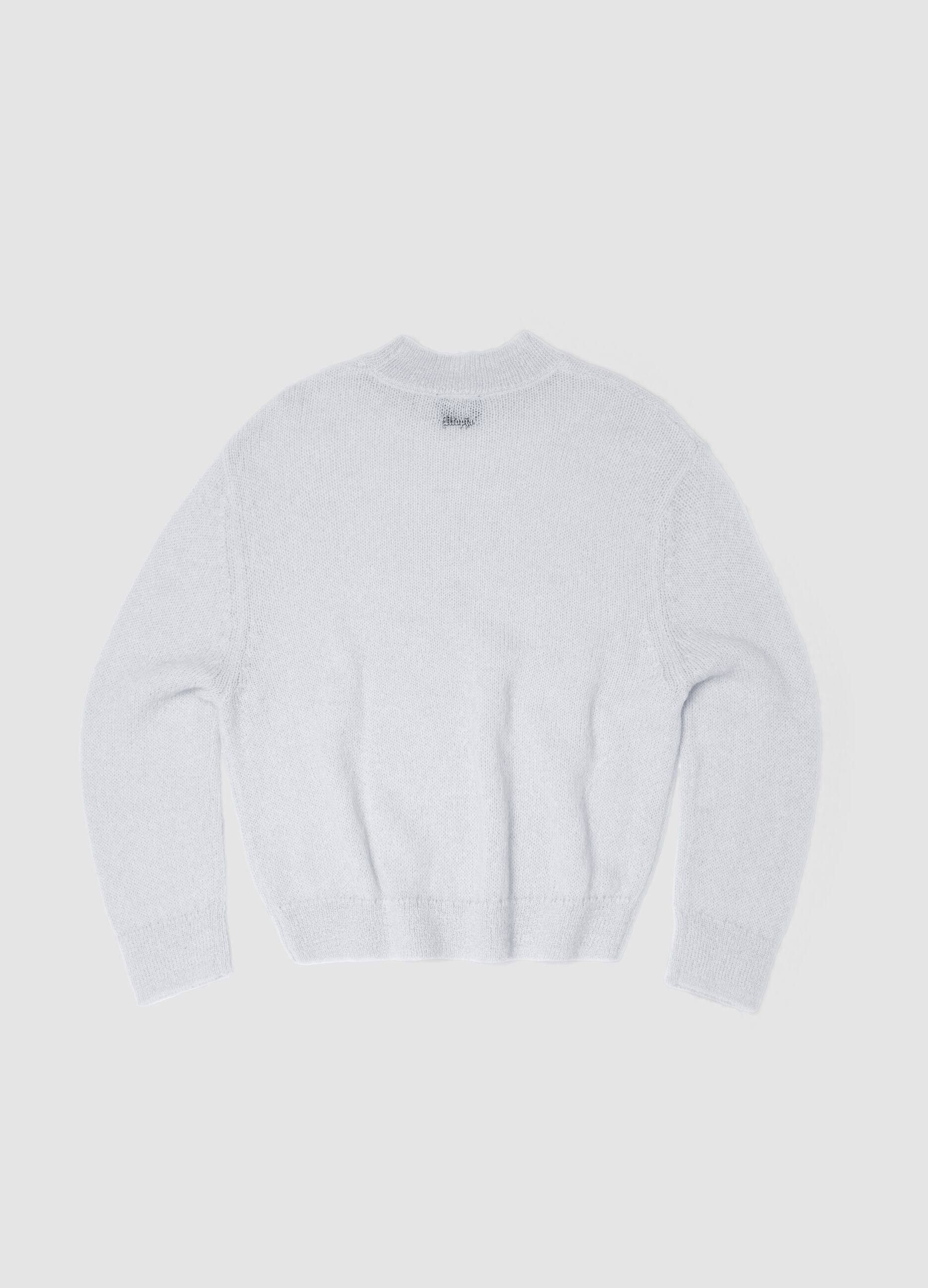 Mohair-Rundhalspullover in Hellbeige